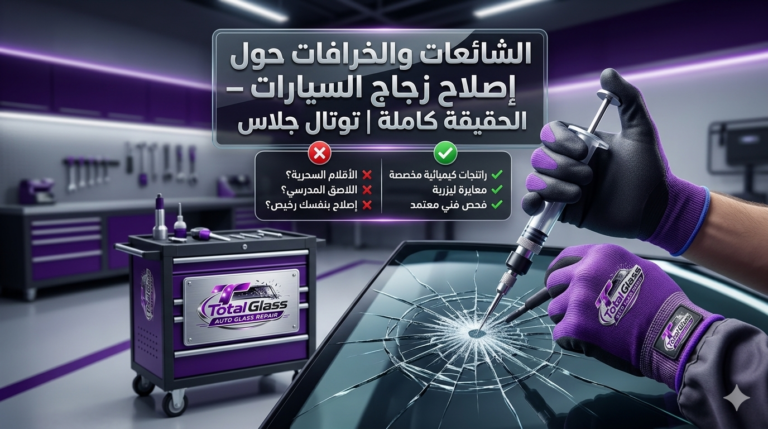 كشف حقائق وخرافات تصليح شروخ زجاج السيارات في مركز توتال جلاس التجمع الخامس.