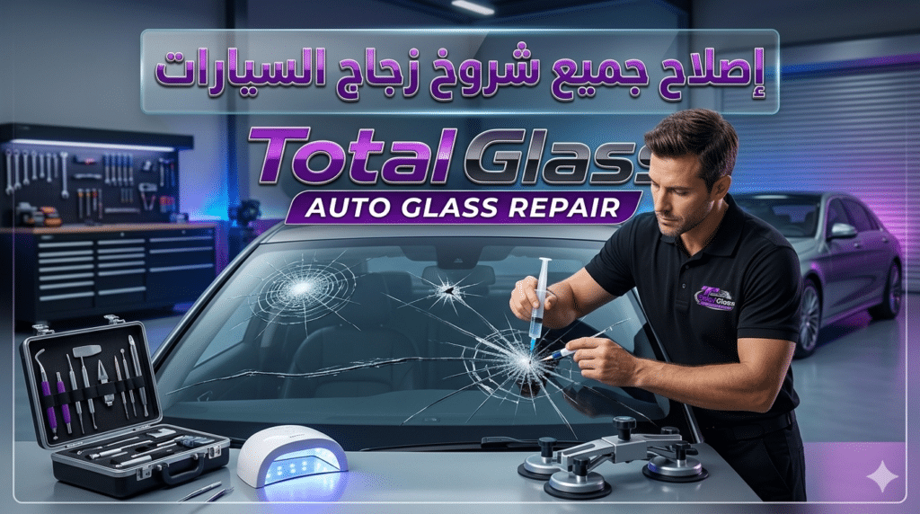 مركز توتال جلاس المتخصص في إصلاح جميع شروخ زجاج السيارات بالتجمع الخامس باستخدام أحدث التقنيات